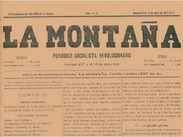 Portada del periódico La Montaña, 15 de abril de 1897