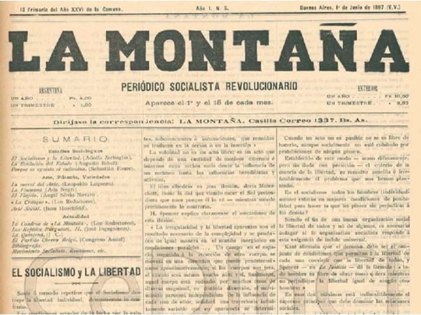 Portada de La Montaña, Periódico Socialista Revolucionario, Año 1, Nº 5, junio de 1897
