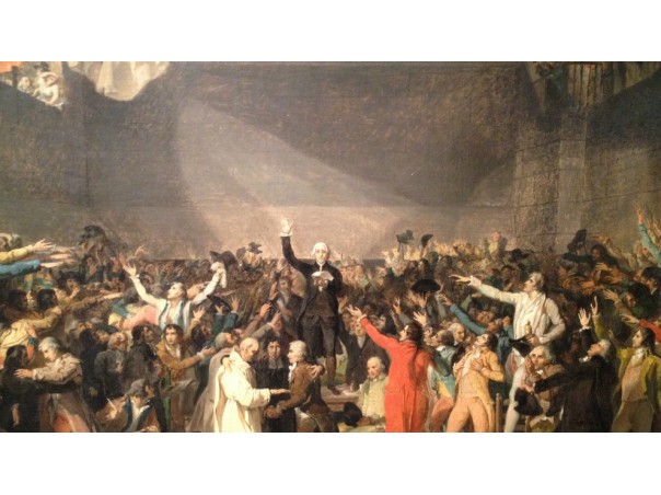 El Juramento del Juego de Pelota, origen de la Revolución Francesa. Cuadro de Jacques-Louis David, Museo Nacional de Chateau, Versalles